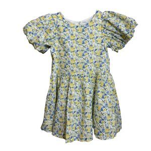 Janie And Jack 10 Dress  Stunning Lined Blue Yellow Floral‎ Blue